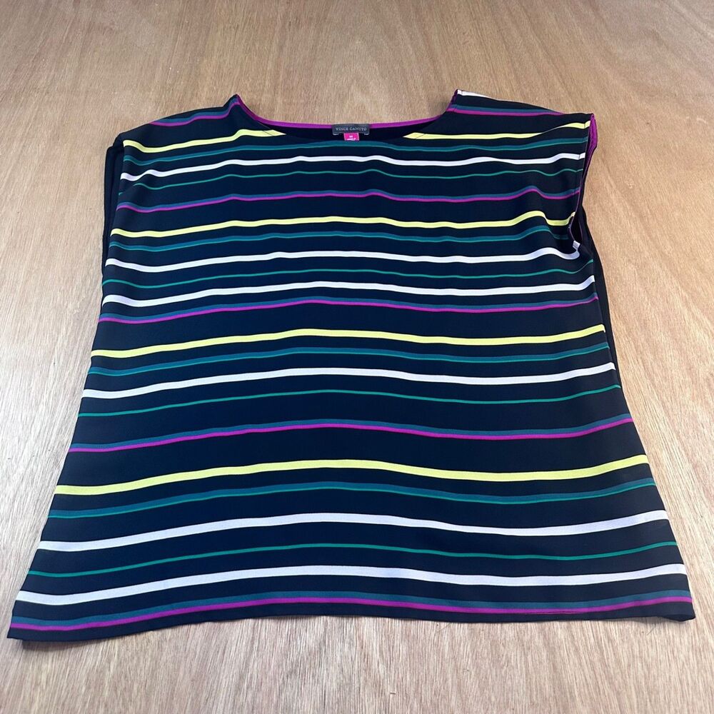 Vince Camuto Women's Striped Cap-Sleeve Top M Multicolor